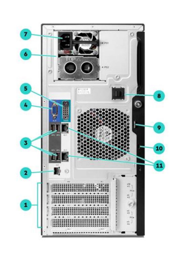 نمای پشت سرور HPE ProLiant ML30 G10